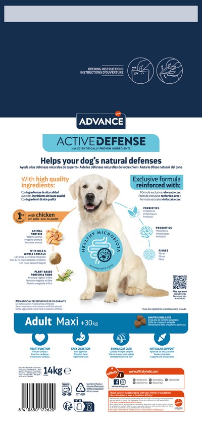 картинка Advance Dog Maxi Adult для дорослих собак великих порід з куркою та рисом
