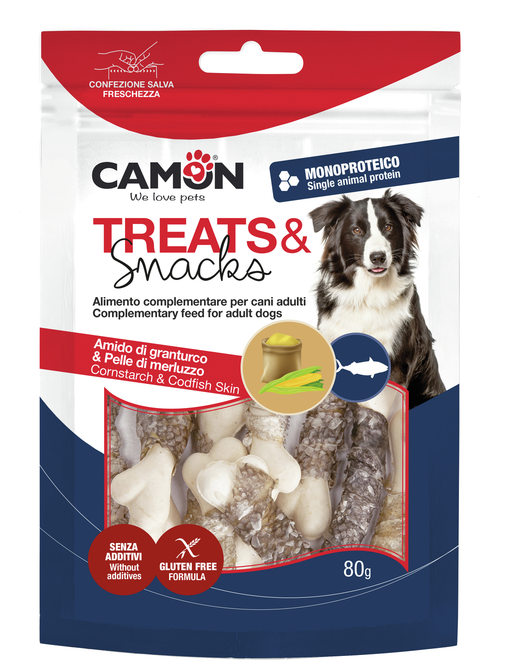 картинка Снек для собак CAMON кукурудзяні кісточки зі шкірою тріски